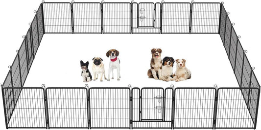 Bestpet Dog Playpen Pet Dog Fence 24"/ 32" /40" Height 8/16/24/32 Panels Metal Dog Pen Outdoor Exercise Pen with Doors for Large/Medium/Small Dogs,Pet Puppy Playpen for Rv,Camping,Yard