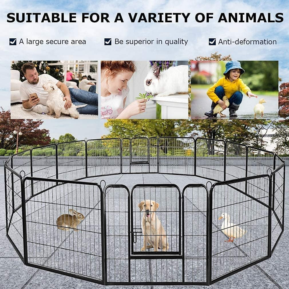 Bestpet Dog Playpen Pet Dog Fence 40 Inch Height 16 Panels Metal Dog Pen Outdoor Exercise Pen with Doors,Pet Puppy Playpen for Rv,Camping,Yard