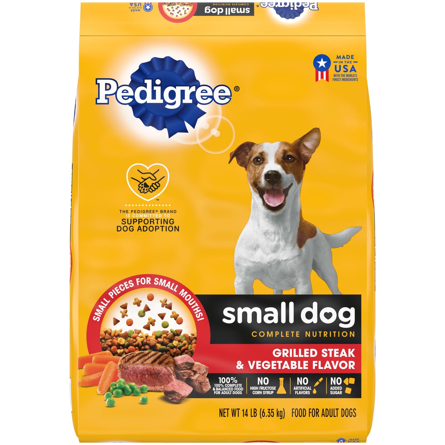 PEDIGREE Complete Nutrition Grilled Steak and Vegetable Dry Dog Food for Small Adult Dog, 14 Lb. Bag