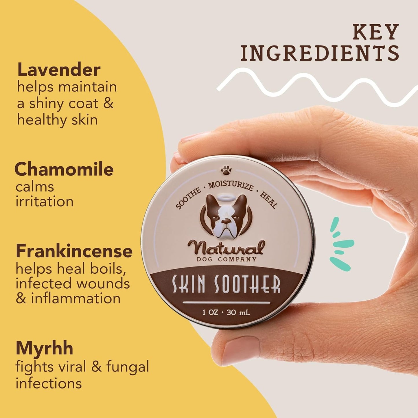 Natural Dog Company Skin Soother Bundle, Includes 2Oz Tin + 0.15Oz Stick, All Natural Healing Balm for Dogs, Relieves Dry, Itchy Skin, Treats Skin Irritations, Wounds, Hot Spots, Dermatitis