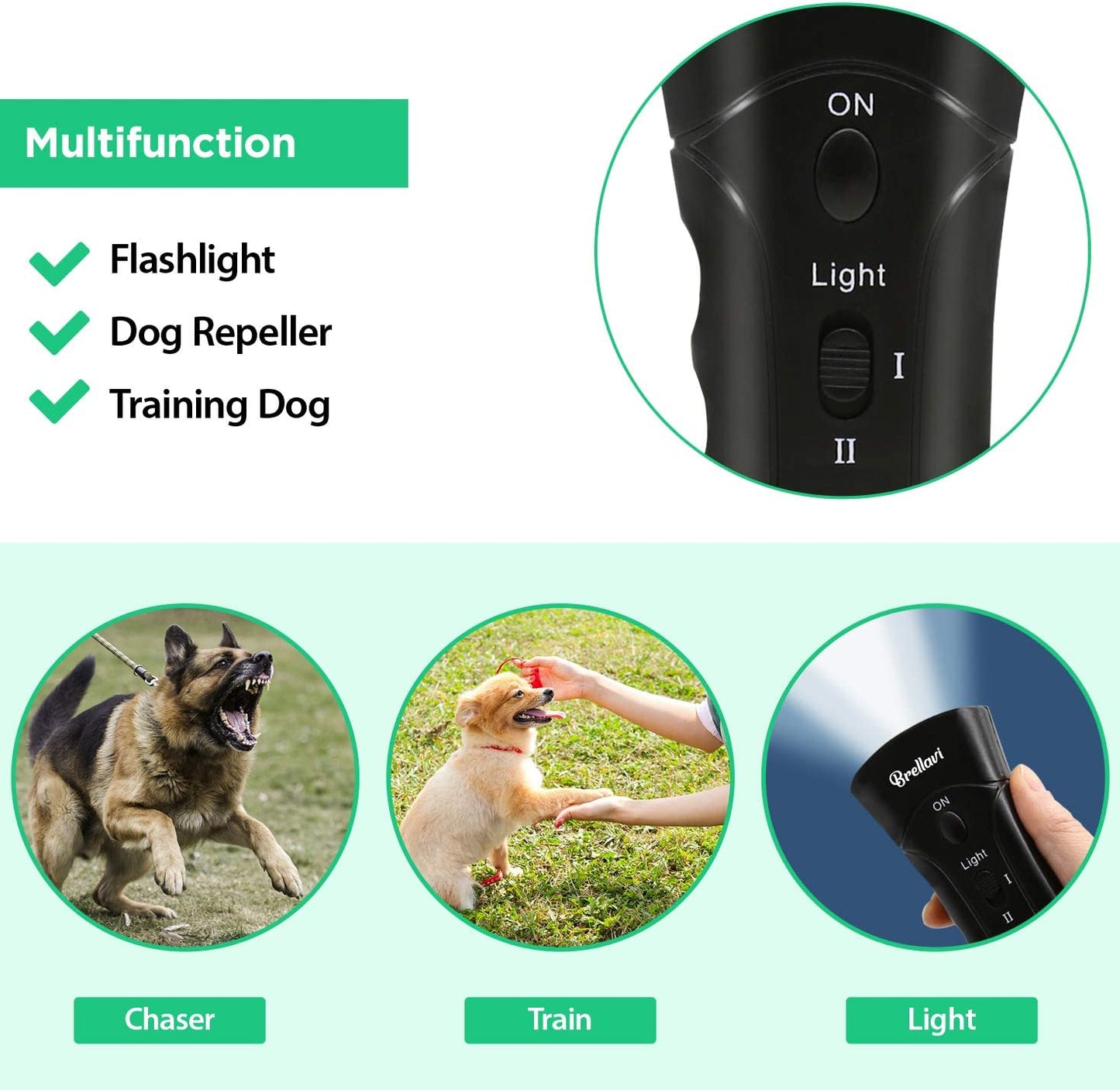 Ultrasonic Clicker Dog Trainer: Anti-Bark Dog Training Equipment and Barking Control Device - Electronic Clicker Trainer for Walking Jogging and Aggressive Behavior - Handheld and Portable (Black)