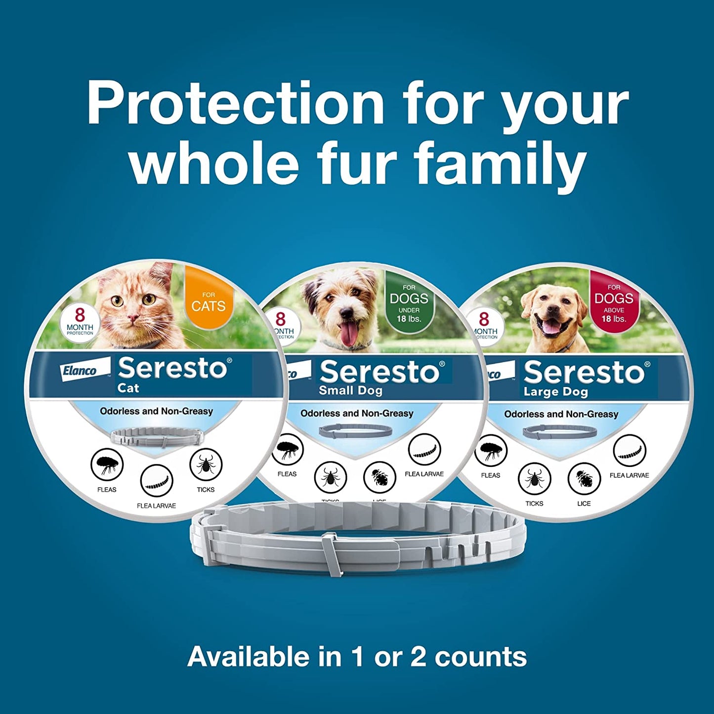 Seresto Large Dog Vet-Recommended Flea & Tick Treatment & Prevention Collar for Dogs over 18 Lbs. | 8 Months Protection