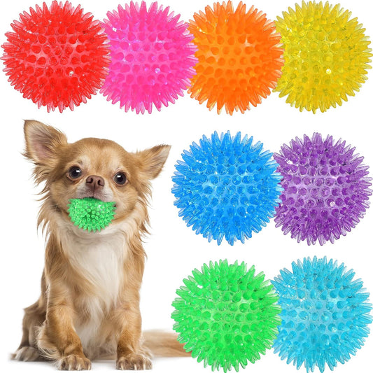 VITEVER 8 Colors 2.5” Squeaky Dog Toy Balls for Small Medium Dogs, Puppy Chew Toys for Teething, Spiky Dog Balls for Small Dogs, Durable Dog Toys for Teeth Cleaning and Training - Safe, BPA Free