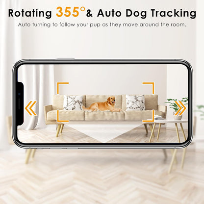 2K Pet Camera with Phone App - 360° View, 5G & 2.4G Wifi Two-Way Audio Dog Camera with Treat Dispenser Security Pet Camera for Dogs Remote Pet Monitoring