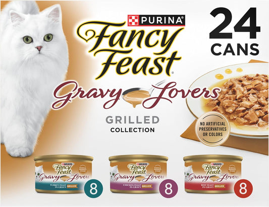 Purina Fancy Feast Gravy Lovers Poultry and Beef Gourmet Wet Cat Food Variety Pack - (Pack of 24) 3 Oz. Cans