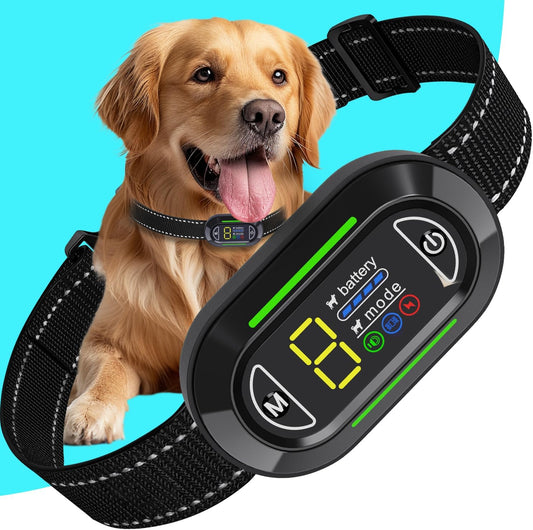 Dog Bark Collar, Bark Collar for Large & Medium Dogs - IP67 Waterproof & Rechargeable Barking Collar with 4 Modes: Beep, Vibration, Electric Shock, 5 Sensitivity Levels, Premium Black