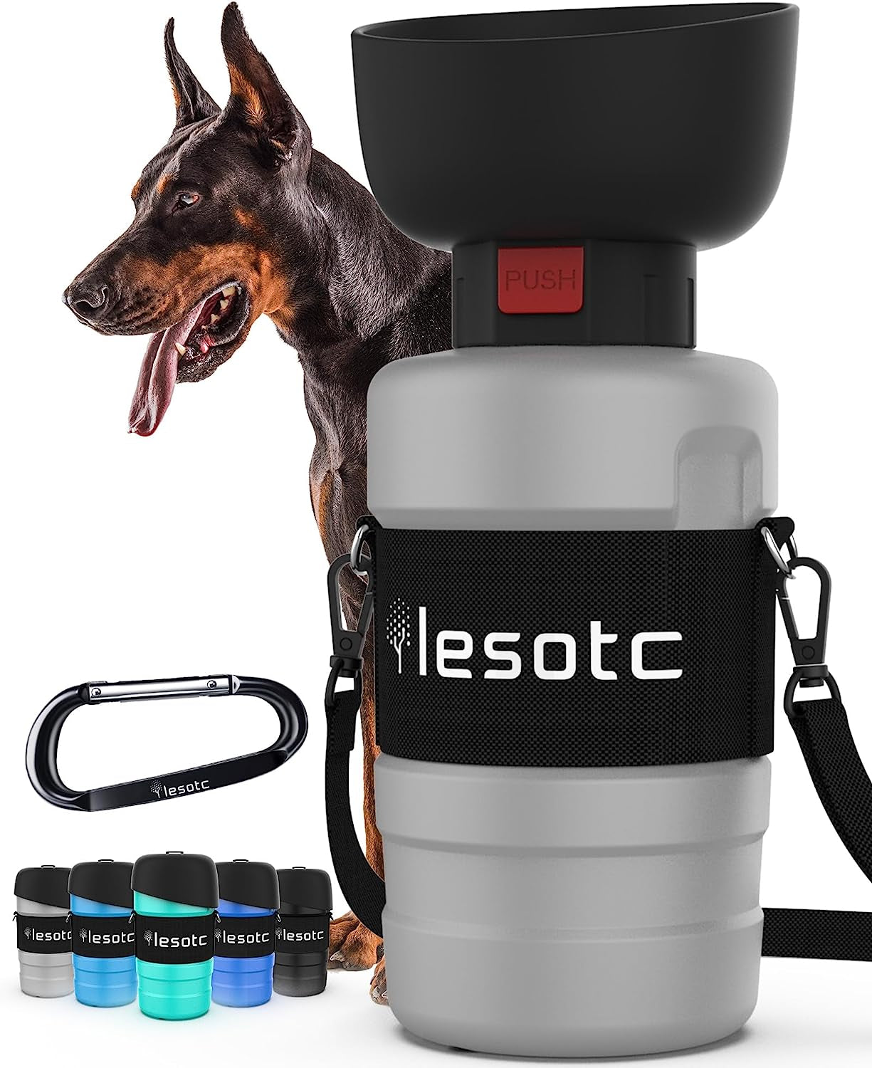 Lesotc Dog Water Bottle, Portable Dog Water Dispenser, Leak Proof Pet Water Bottle for Dogs, Dog Travel Water Bottle for Outdoor Walking, Hiking, Travel, BPA Free, Lightweight