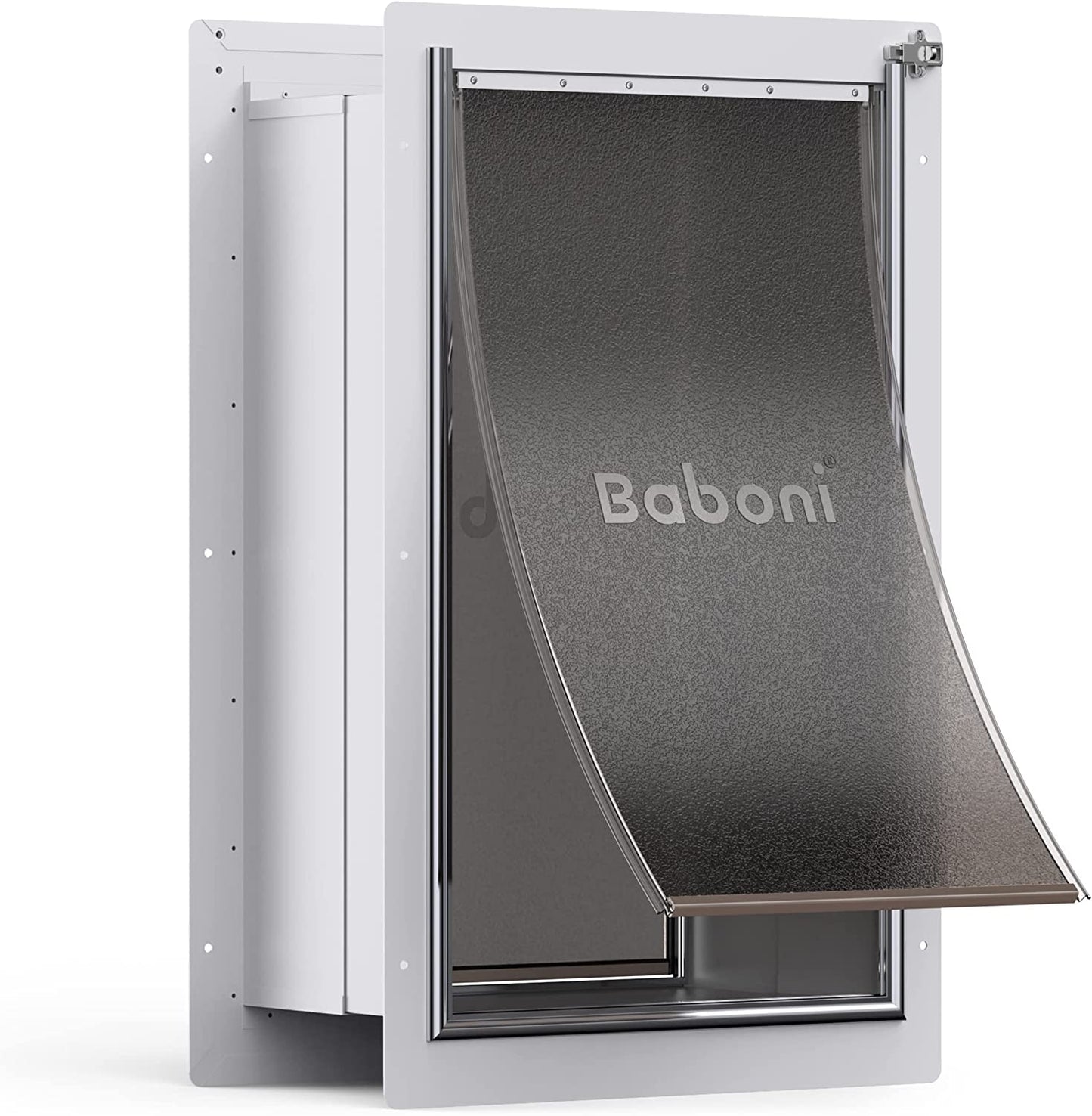 Baboni Pet Door for Wall, Steel Frame and Telescoping Tunnel, Aluminum Lock, Double Flap Dog Door and Cat Door, Strong and Durable (Pets up to 220 Lb) -X-Large