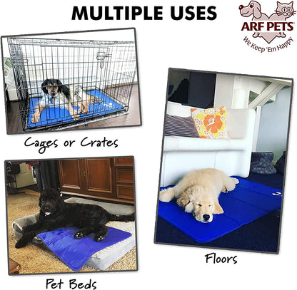 Arf Pets Dog Cooling Mat 27” X 43” Pad for Kennels, Crates and Beds, Non-Toxic, Durable Solid Self Cooling Gel Material. No Refrigeration or Electricity Needed, Medium