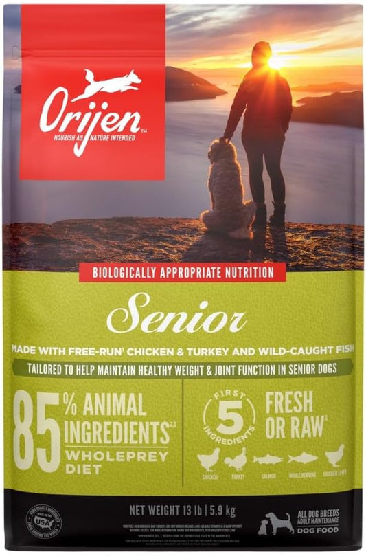 ORIJEN Senior Dry Dog Food, Grain Free Dry Dog Food for Senior Dogs, Fresh or Raw Ingredients, 13Lb