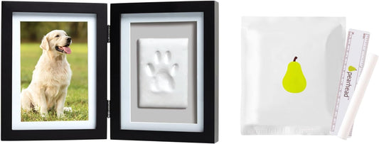 Pearhead Pet Paw Print Photo Frame with Clay Imprint Kit - Wooden Pet Paw Print Frame, DIY Memorial Keepsake for Cats and Dogs, No Mess Clay for Perfect Pawprints, Ideal Home Decor and Gift, Black