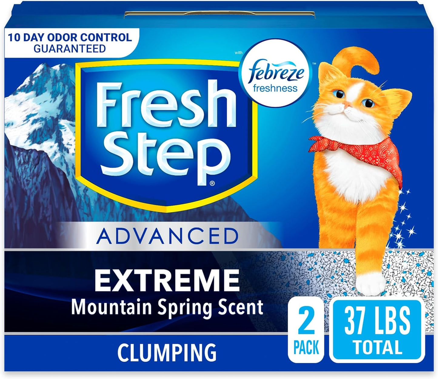 Fresh Step Clumping Cat Litter, Extreme, Advanced Long Lasting Odor Control Kitty Litter with Activated Charcoal, Low Dust Formula, 37 Lb