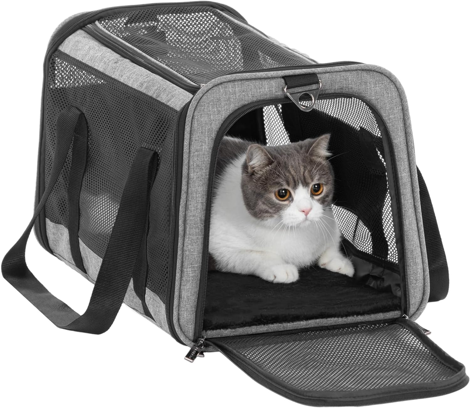 Petsfit Airline Approved Dog Carrier Cat Carrier, Soft-Sided Collapsible Pet Carrier for Travel, 3 Carrying Ways, Lightweight and Ventilation on 5 Sides, Escape Proof, with Soft Fleece Pad