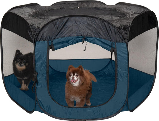 Furhaven Pop up Playpen Pet Tent Playground - Sailor Blue, Extra Large