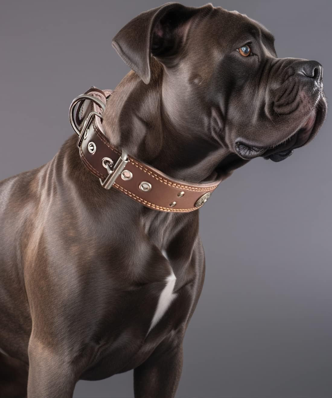 Leather Dog Collar, 2 inches Wide Heavy Duty Genuine Leather Collars, Handmade, Soft, and Luxury, Eye-catching Best Choice for Large and Medium Breed Dogs 19.5-23.5 inches