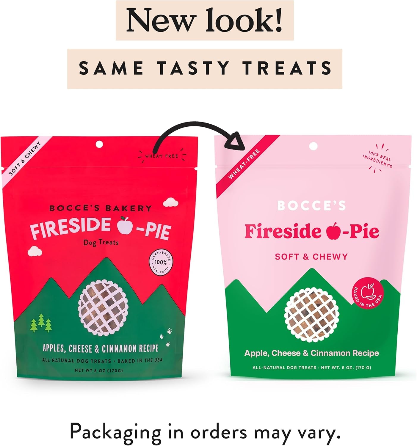 Bocce's Bakery Fireside Apple Pie Treats for Dogs, Wheat-Free Everyday Dog Treats, Made with Real Ingredients, Baked in The USA, All-Natural Soft & Chewy Cookies, Apples, Cheese & Cinnamon, 6 oz