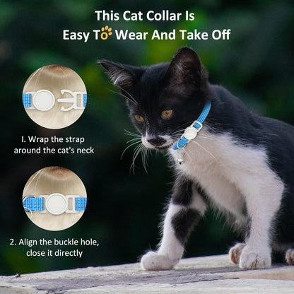 5 Pack Reflective-Breakaway Cat Collars with Bells,Adjustable Small Cat Collar,Ideal for Girl Cats Male Cats Kittens Puppies,Pet Supplies Stuff Accessories 7.9" - 13" (5 Bright Colors)