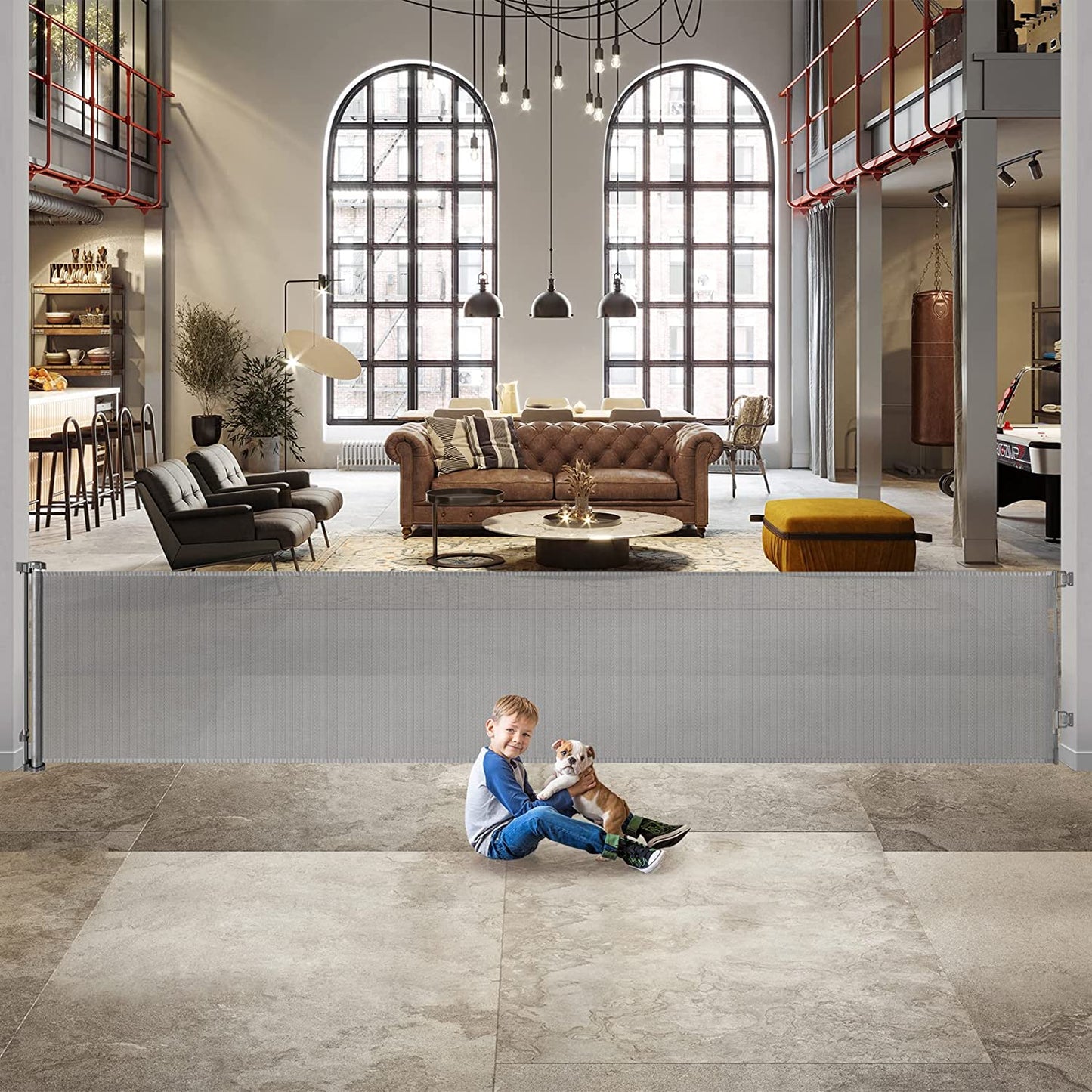 140 Inch Outdoor Retractable Gate for Dogs Extra Wide Baby Gate Retractable Dog Gates for Doorway Extra Wide Dog Gate for Large Openings Extra Wide Pet Gate for Stair Retractable Baby Gates for Stairs