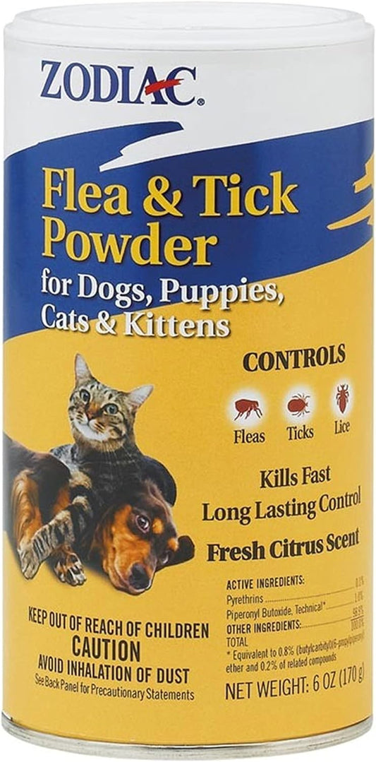 Zodiac Flea & Tick Powder for Dogs, Puppies, Cats & Kittens Beige Small