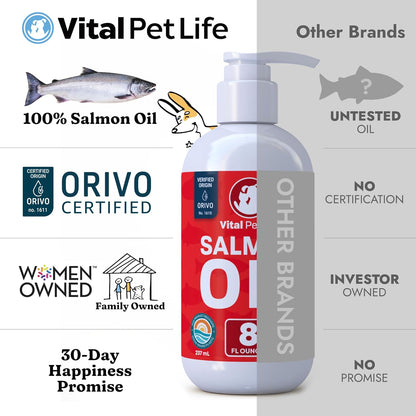 Salmon Oil for Dogs & Cats - Healthy Skin & Coat, Fish Oil, Omega 3 EPA DHA, Liquid Food Supplement for Pets, All Natural, Supports Joint & Bone Health, Natural Allergy & Inflammation Defense, 32 Oz