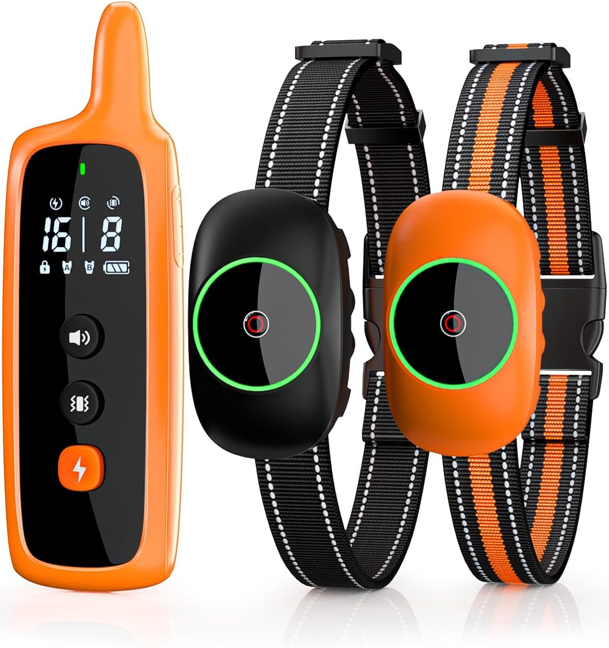 Dog Shock Collar for 2 Dogs, Dog Training Collar with Remote for Large Medium Small Dogs, Rechargeable E-Collar Waterproof Collars with 3 Training Modes, Range up to 3300Ft-Orange