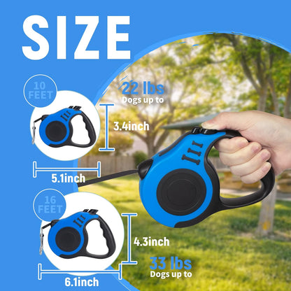 Retractable Dog Leash Automatic Telescopic Tractor Dog Tape, Pet Tape 10/16 FT Durable and Convenient, with Folding Bowl, Dispenser, Rubbish Bags, Suitable for Small and Medium Dogs