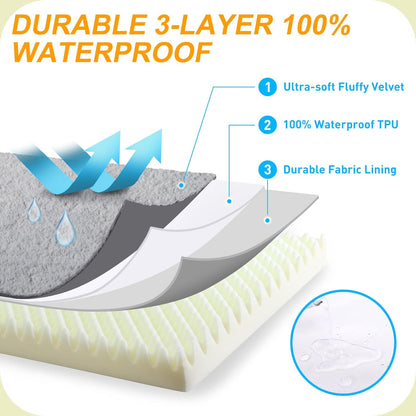 KSIIA Orthopedic Dog Bed Dog Crate Bed Waterproof Dog Beds for Extra Large Dogs Deluxe Plush Washable Dog Bed with Egg Crate Foam & Removable Cover, 53 X 36 Inch, Gray