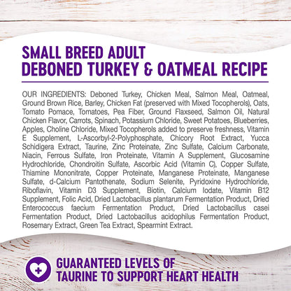 Wellness Complete Health Small Breed Dry Dog Food with Grains, Natural Ingredients, Made in USA with Real Turkey, for Dogs up to 25 Lbs, (Adult, Turkey & Oatmeal, 4-Pound Bag)