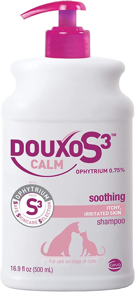 Douxo S3 Calm Shampoo 16.9 Oz (500 Ml) - for Dogs and Cats with Itchy Skin, Translucent