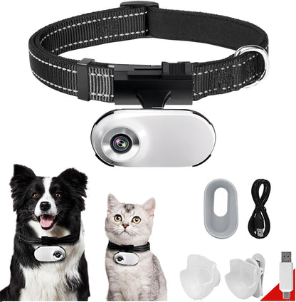 HD 1080P Cat Camera Collar with Video Record Wireless Mini Sport Cam,Small Action Cameras,Body Camera for Pet Supplies/Stuff,Outdoor/Inoor Birthday Gift No Wifi