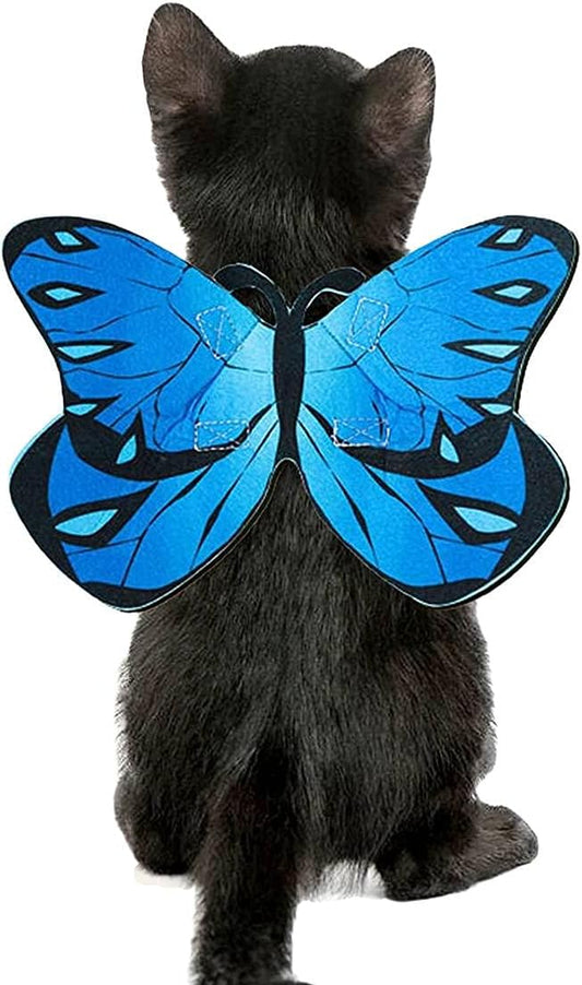 Cat Dog Butterfly Costume Wings for Halloween Party Decoration, Halloween Dog Cat Costume, Puppy Cat Dress up Accessories (Blue)