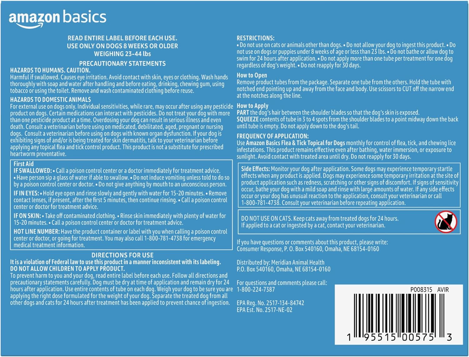 Amazon Basics Flea and Tick Topical Treatment for Medium Dogs (23-44 Lbs), 3 Count (Previously Solimo)