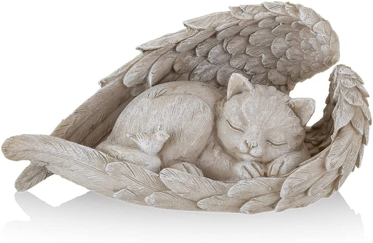 Cat Angel Memorial Statue Commemorates Our Lost Fur Baby,Cat Figurines Is Placed in the Outdoor Garden or Tombstone,Cat Statue Resin