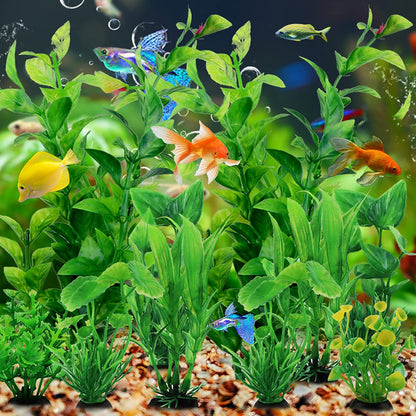 Fish Tank Accessories Green Plants, 10pcs Green Fish Tank Decorations, Aquarium Decor Plastic Plants