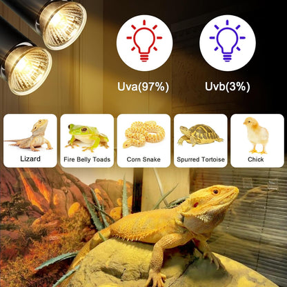 4-Pack 50W UVA UVB Bulbs, Fit E26 Heat Reptile Lamp, Light Turtle Heat Lamp for Reptiles and Amphibian Tanks, Terrariums and Cages, Works with Various Lamp Fixtures