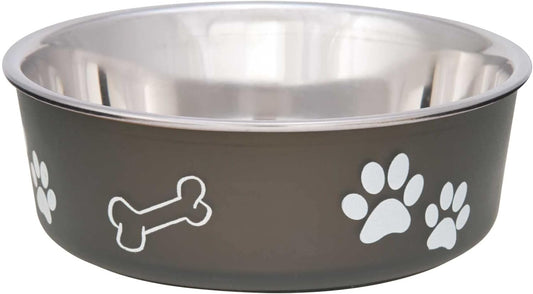 Loving Pets - Bella Bowls - Dog Food Water Bowl No Tip Stainless Steel Pet Bowl No Skid Spill Proof (Medium, Espresso Brown)