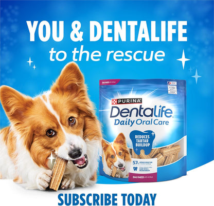 Purina Dentalife Daily Oral Care Chicken Flavor Small/Medium Breed Dog Dental Chews – Multipack 35.7 oz (2) - (94ct) - 47 ct. Pouch