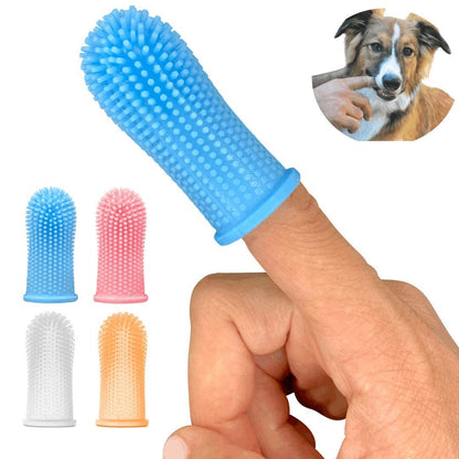 Jasper Dog Toothbrush - 360º Finger Tooth Brush Kit Ergonomic Design, Full Surround Bristles for Easy Teeth Cleaning, Dental Care for Puppies, Cats and Small Pets, 4-Pack Multi-Colored