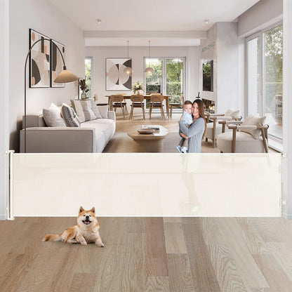 80 Inch Extra Wide Retractable Baby Gate for Large Openings,Retractable Baby Gate Safety Mesh Gate,Extra Long Dog Gates for Indoor/Outdoor,Doorways,Stairs,Hallways (Beige)