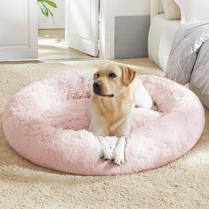 WESTERN HOME WH Calming Dog & Cat Bed, Anti-Anxiety Donut Cuddler Warming Cozy Soft round Bed, Fluffy Faux Fur Plush Cushion Bed for Small Medium Dogs and Cats (20"/24"/30"/36")