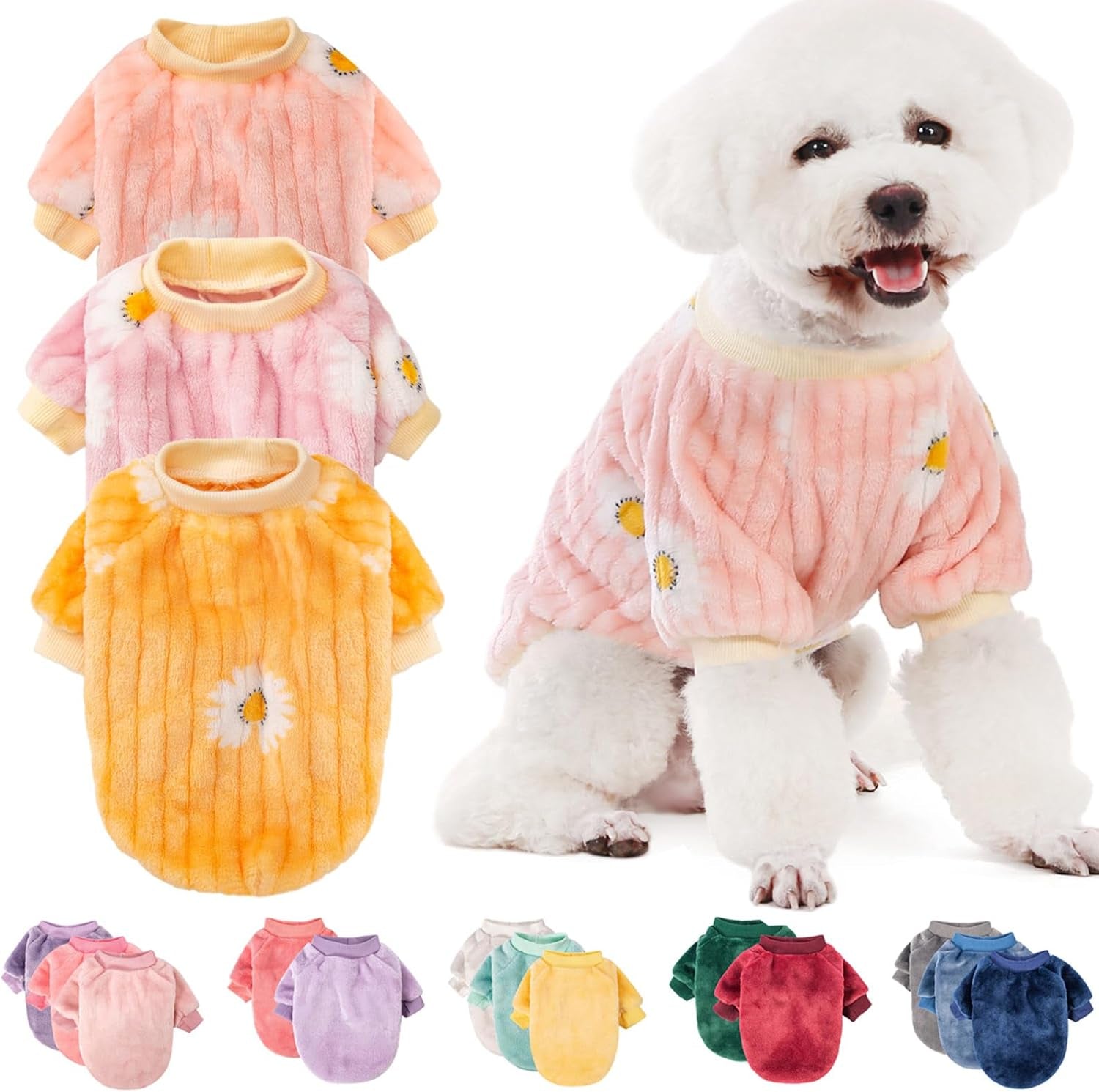 Fabricastle Dog Sweater, Pack of 2 or 3, Dog Clothes, Dog Coat, Dog Jacket for Small or Medium Dogs Boy or Girl, Ultra Soft and Warm Cat Pet Sweaters (Pink,Violet,Yellow, X-Small)