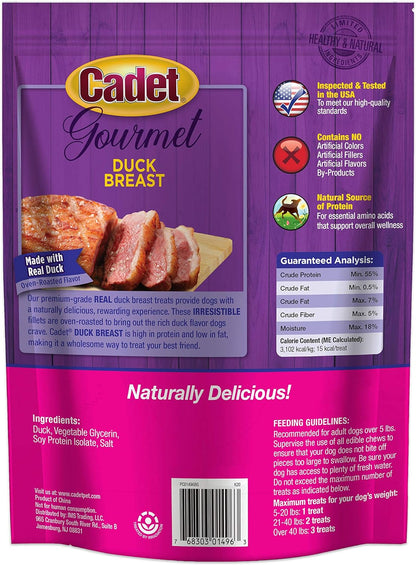 Cadet Gourmet Duck Breast Dog Treats - Healthy & Natural Dog Training Treats for Small & Large Dogs - Inspected & Tested in USA (2.5 lb.)