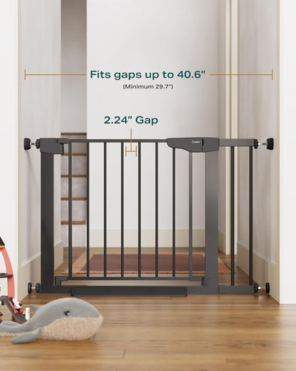 Cumbor 29.7-46" Wide Extra Tall Safety Dog and Baby Gate, 36" Tall Pressure Mounted Auto Closed Pet Gate for Stairs,Doorway, Easy Walk Thru Child Gate for the House, White, Mom'S Choice Awards Winner