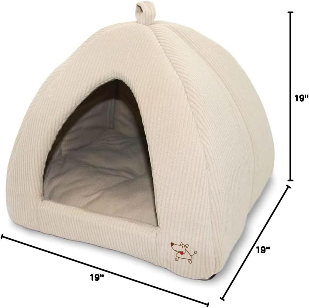 Pet Tent - Soft Bed for Dog and Cat by Best Pet Supplies - Gray Linen, 19" X 19" X H:19"