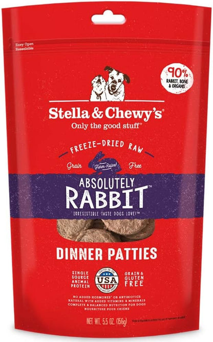 Stella & Chewy'S Freeze Dried Raw Dinner Patties – Grain Free Dog Food, Protein Rich Absolutely Rabbit Recipe – 5.5 Oz Bag