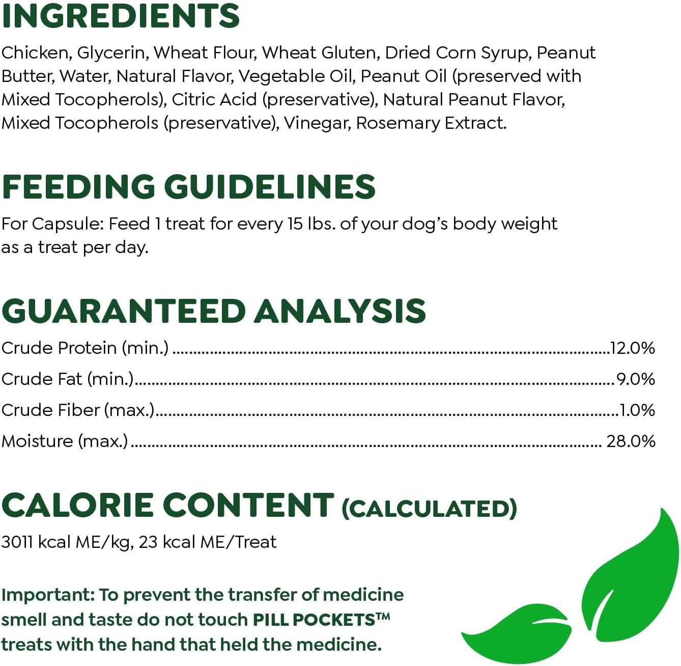 GREENIES PILL POCKETS for Dogs Capsule Size Natural Soft Dog Treats with Real Peanut Butter, 15.8 oz. Pack (60 Treats)