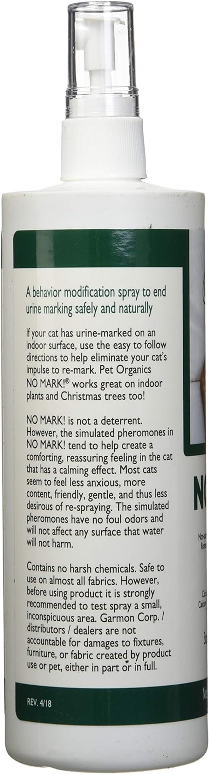 Naturvet Pet Organics No Mark Cat Spray – Helps Deter Cats from Urine Marking – for Indoor/Outdoor Use, Housetraining – Simulated Pheromones, Mist Sprayer – 16 Fl. Oz.