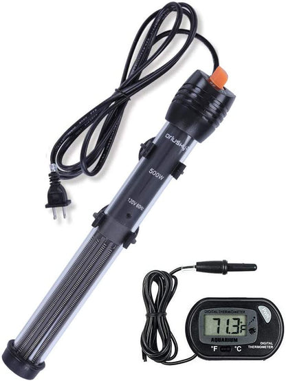 Orlushy Submersible Aquarium Heater,150W Adjustable Fish Tahk Heater with 2 Suction Cups Free Thermometer Suitable for Marine Saltwater and Freshwater