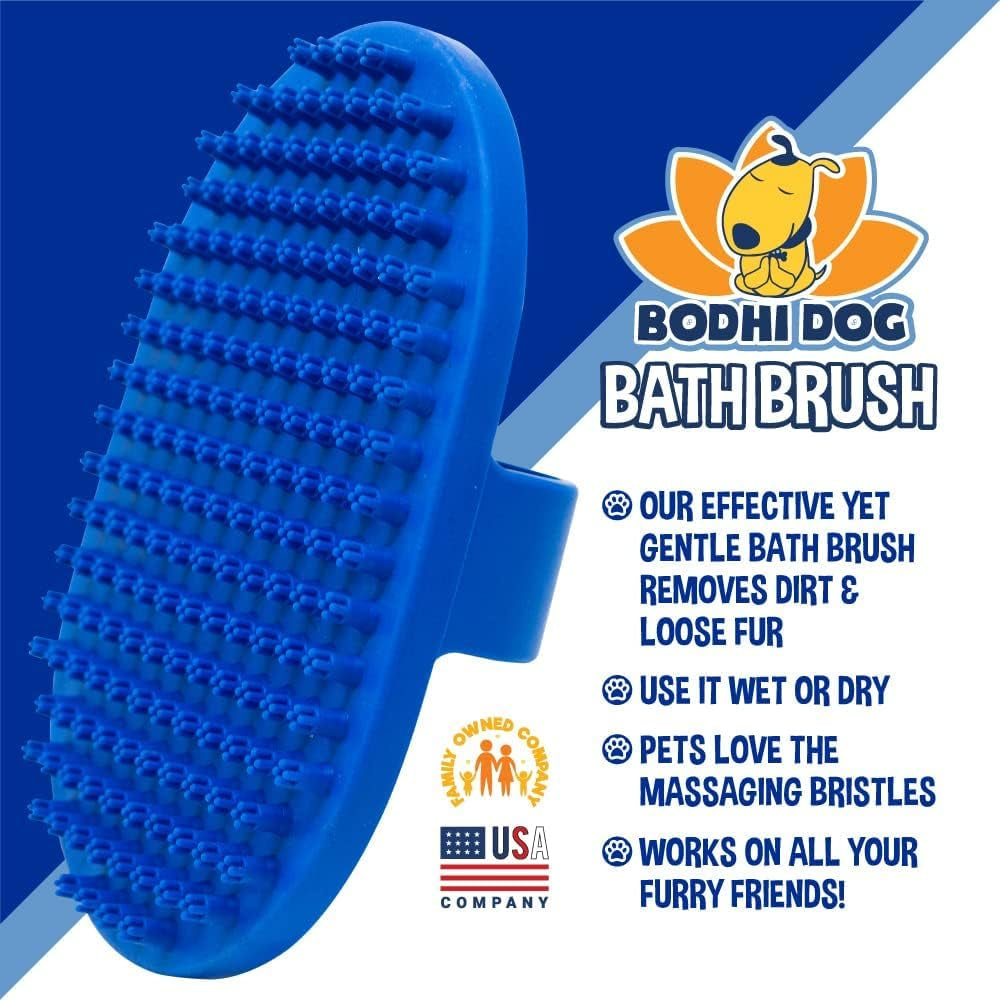 Bodhi Dog Shampoo Brush | Pet Shower & Bath Supplies for Cats & Dogs | Dog Bath Brush for Dog Grooming | Dog Scrubber for Bath | Professional Quality Dog Wash Brush (One Pack, Clear Silver Glitter)