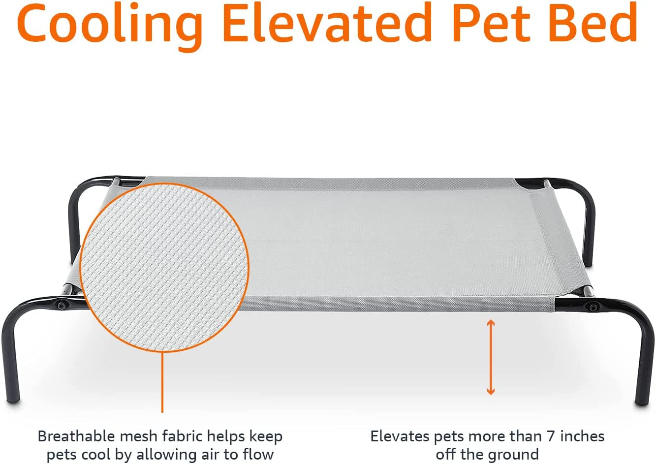 Amazon Basics Cooling Elevated Dog Bed with Metal Frame, Small, Grey, 35.6"L X 21.8"W X 7.7"Th